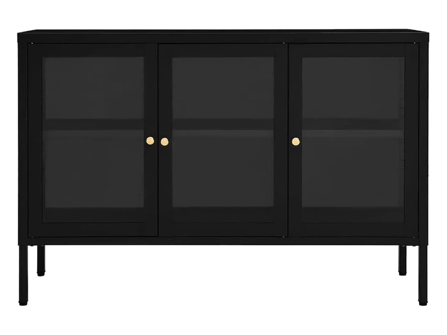 Aparador Negro 105x35x70 cm Acero y cristal