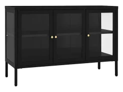 Aparador Negro 105x35x70 cm Acero y cristal
