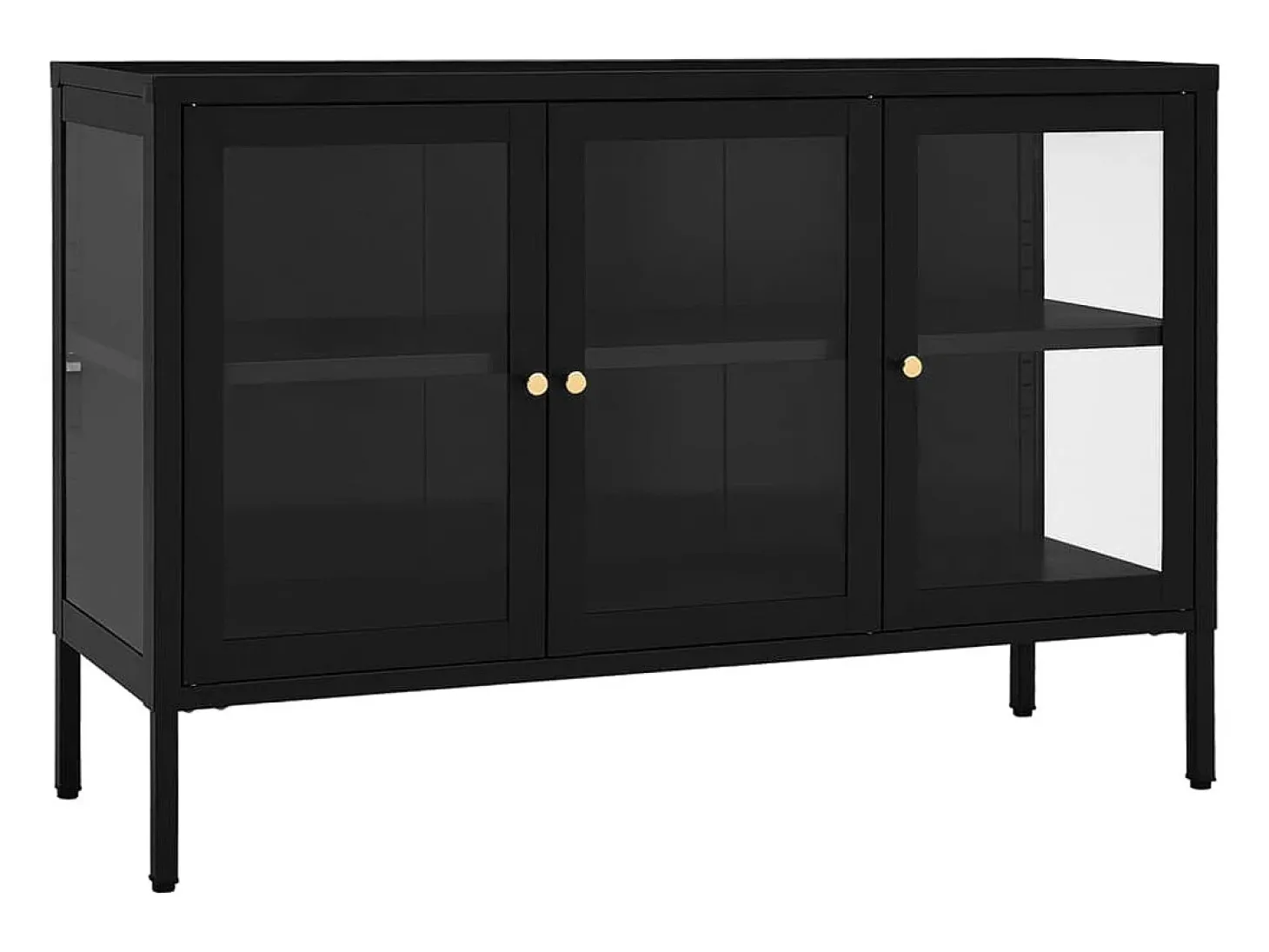 Aparador Negro 105x35x70 cm Acero y cristal