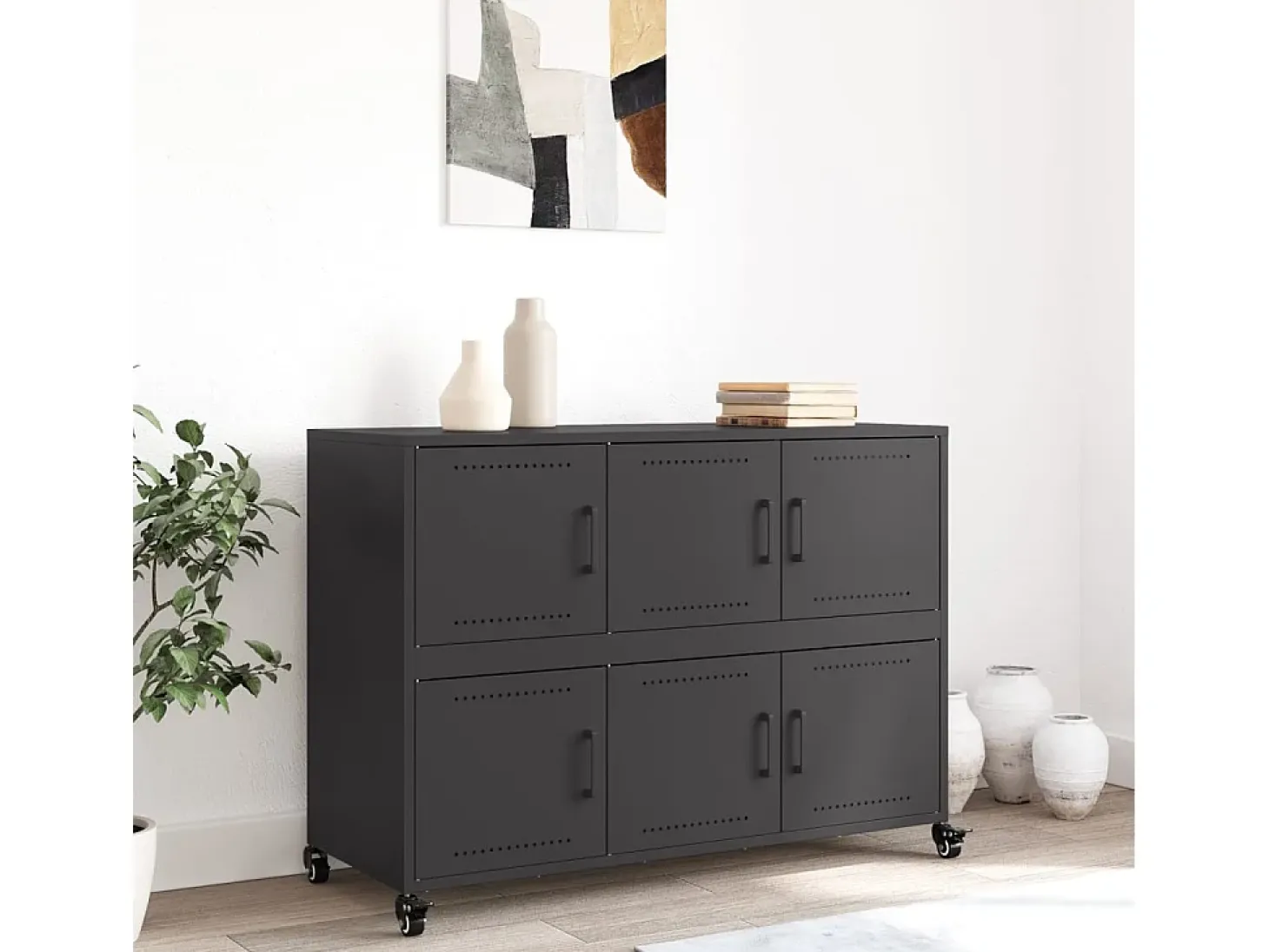 Aparador negro 100,5x39x72 cm acero
