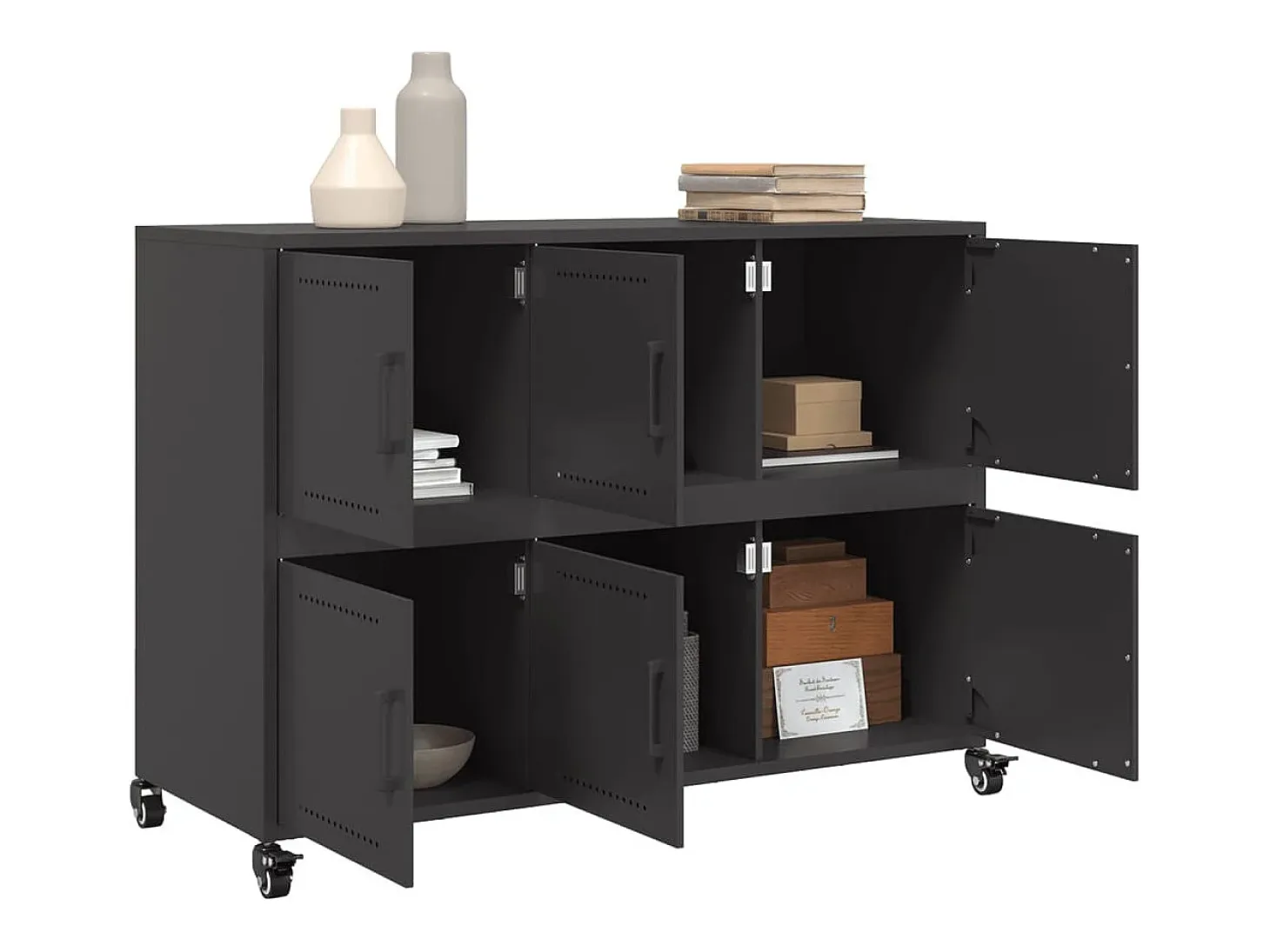 Aparador negro 100,5x39x72 cm acero