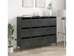 Aparador negro 135x39x103,5 cm acero laminado en frío