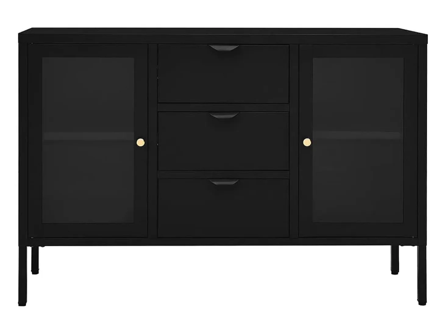 Aparador Negro 105x35x70 cm Acero y cristal templado