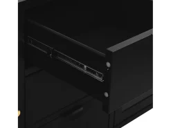 Aparador Negro 105x35x70 cm Acero y cristal templado