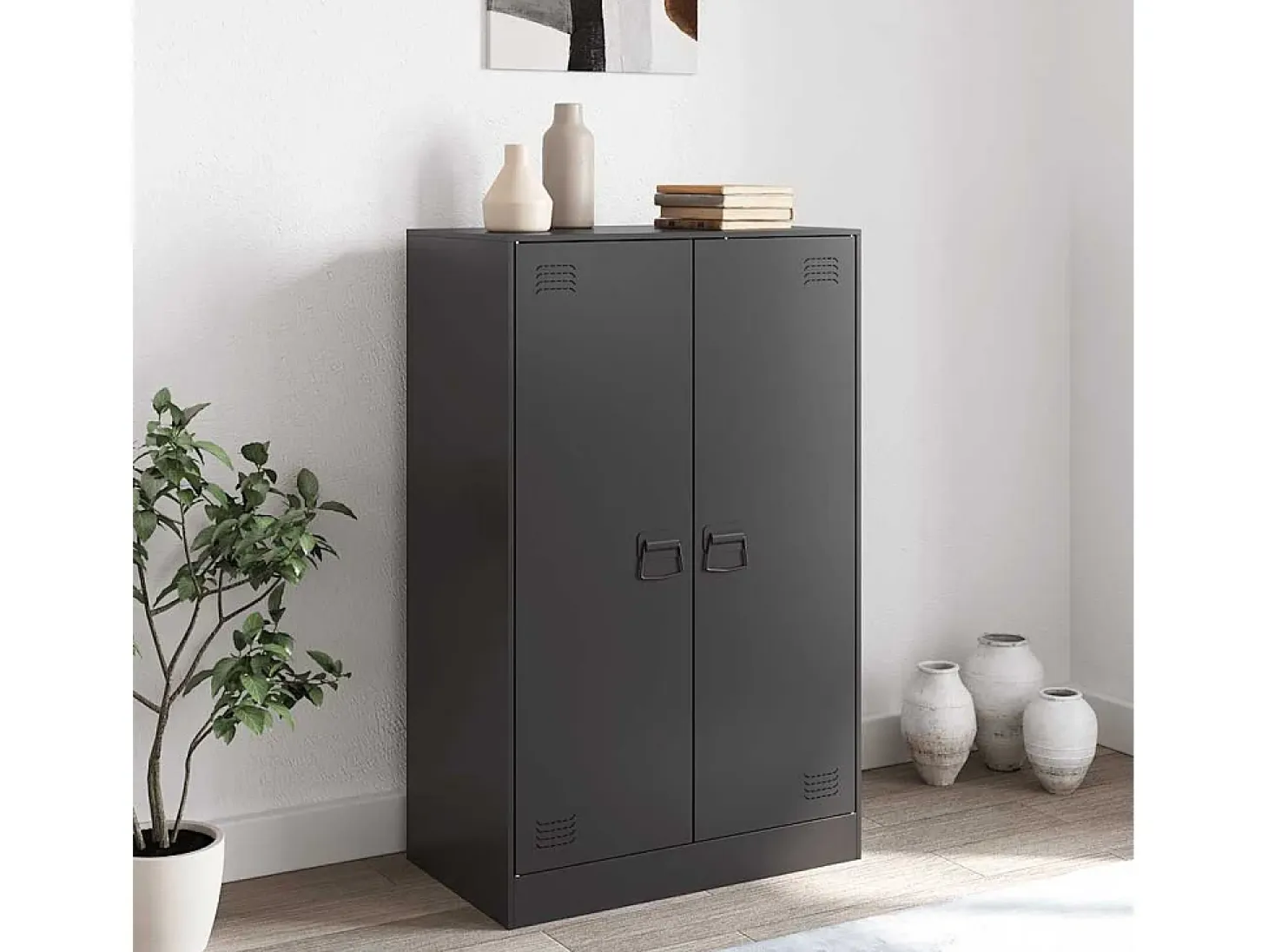 Aparador negro 67x39x107 cm acero