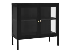 Aparador Negro 70x35x70 cm Acero y cristal