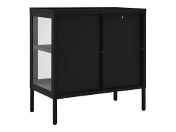 Aparador Negro 70x35x70 cm Acero y cristal