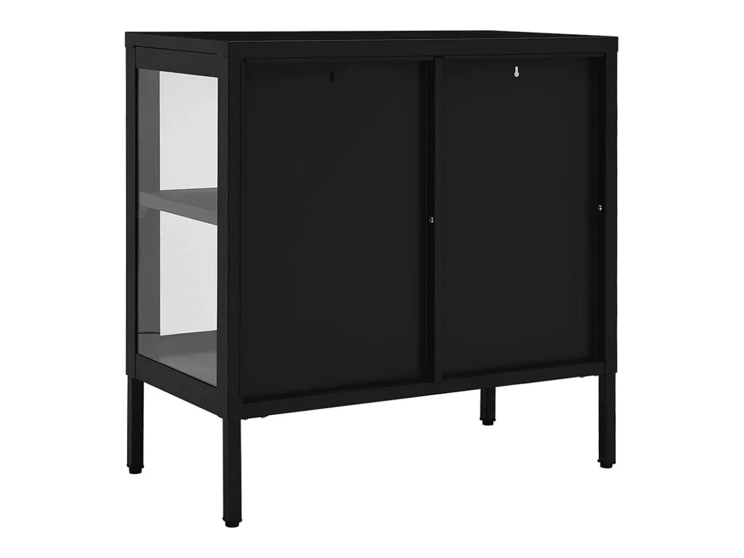 Aparador Negro 70x35x70 cm Acero y cristal