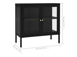 Aparador Negro 70x35x70 cm Acero y cristal