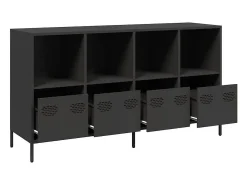 Aparador negro 135x39x73,5 cm acero laminado en frío