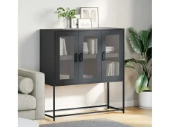 Aparador negro 100,5x39x107 cm acero laminado en frío