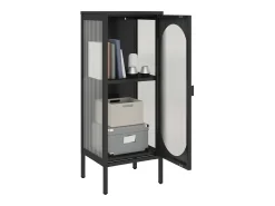 Aparador negro 40x35x105 cm cristal y acero