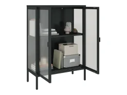 Aparador negro 75x35x105 cm cristal y acero