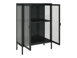 Aparador negro 75x35x105 cm cristal y acero
