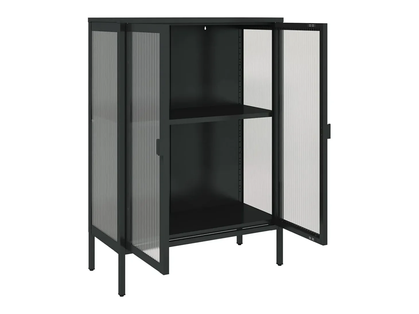 Aparador negro 75x35x105 cm cristal y acero