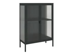 Aparador negro 75x35x105 cm cristal y acero