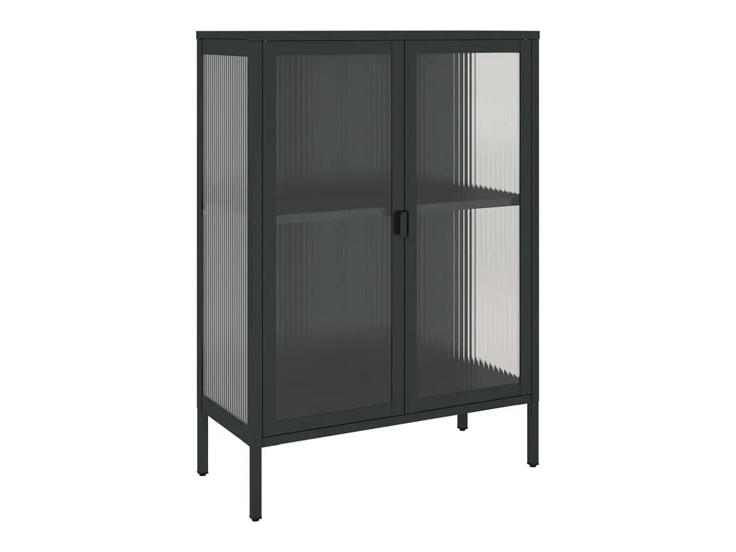Aparador negro 75x35x105 cm cristal y acero