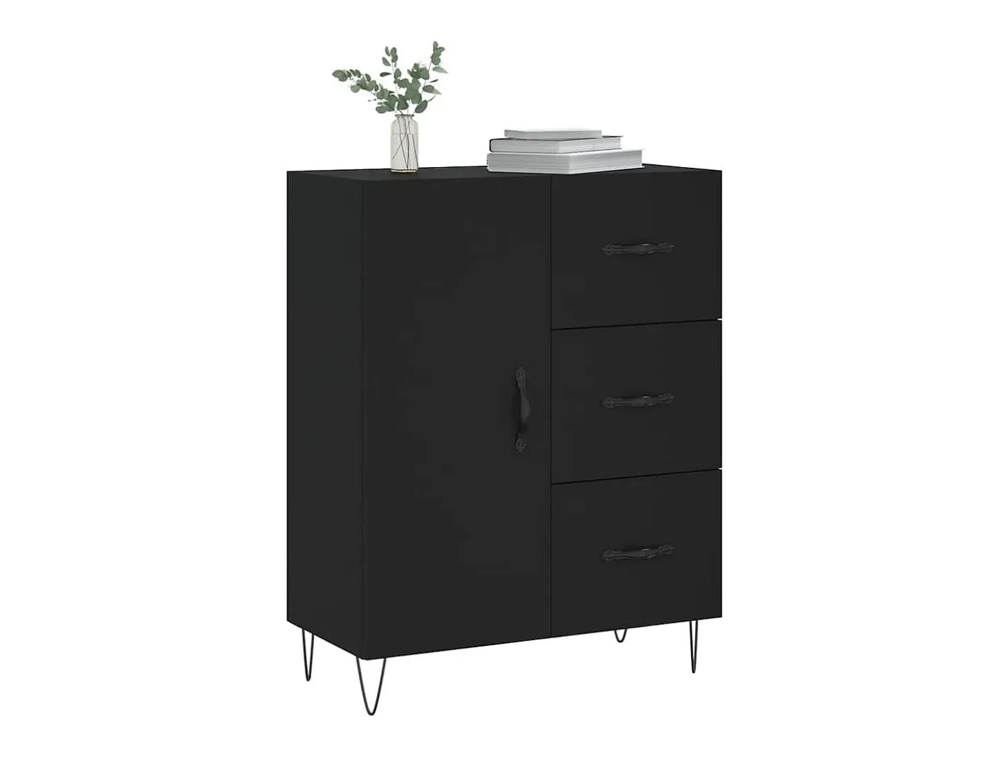 Aparador negro 69,5x34x90 cm madera de ingeniería