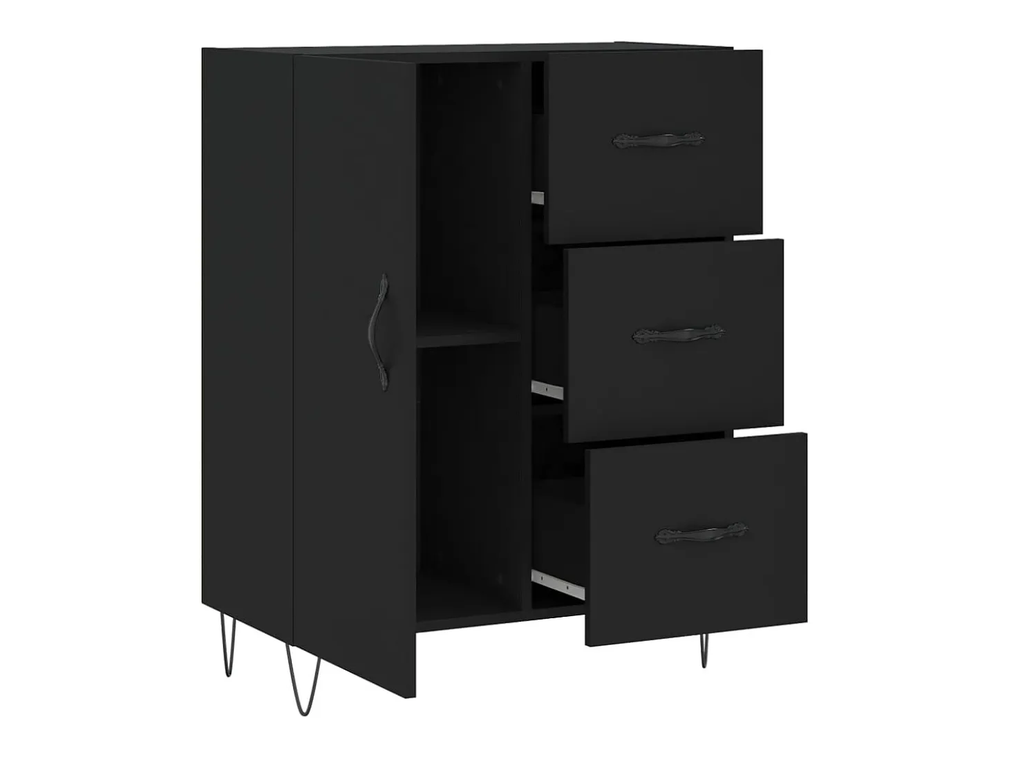 Aparador negro 69,5x34x90 cm madera de ingeniería