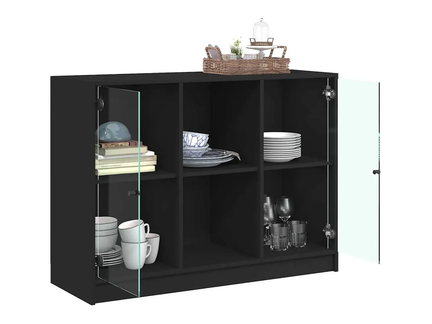 Aparador negro 102x37x75,5 cm madera contrachapada