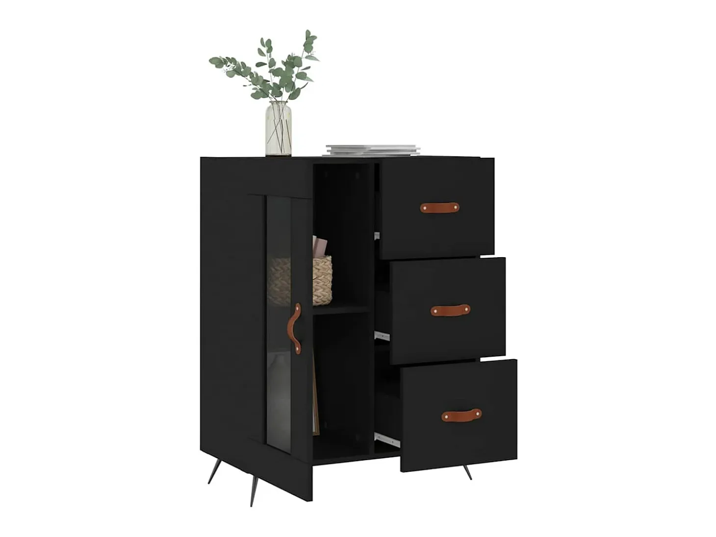 Aparador negro 69,5x34x90 cm madera de ingeniería