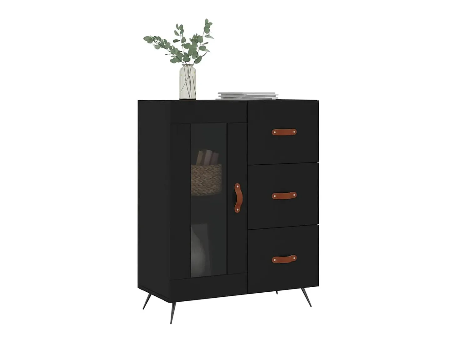 Aparador negro 69,5x34x90 cm madera de ingeniería