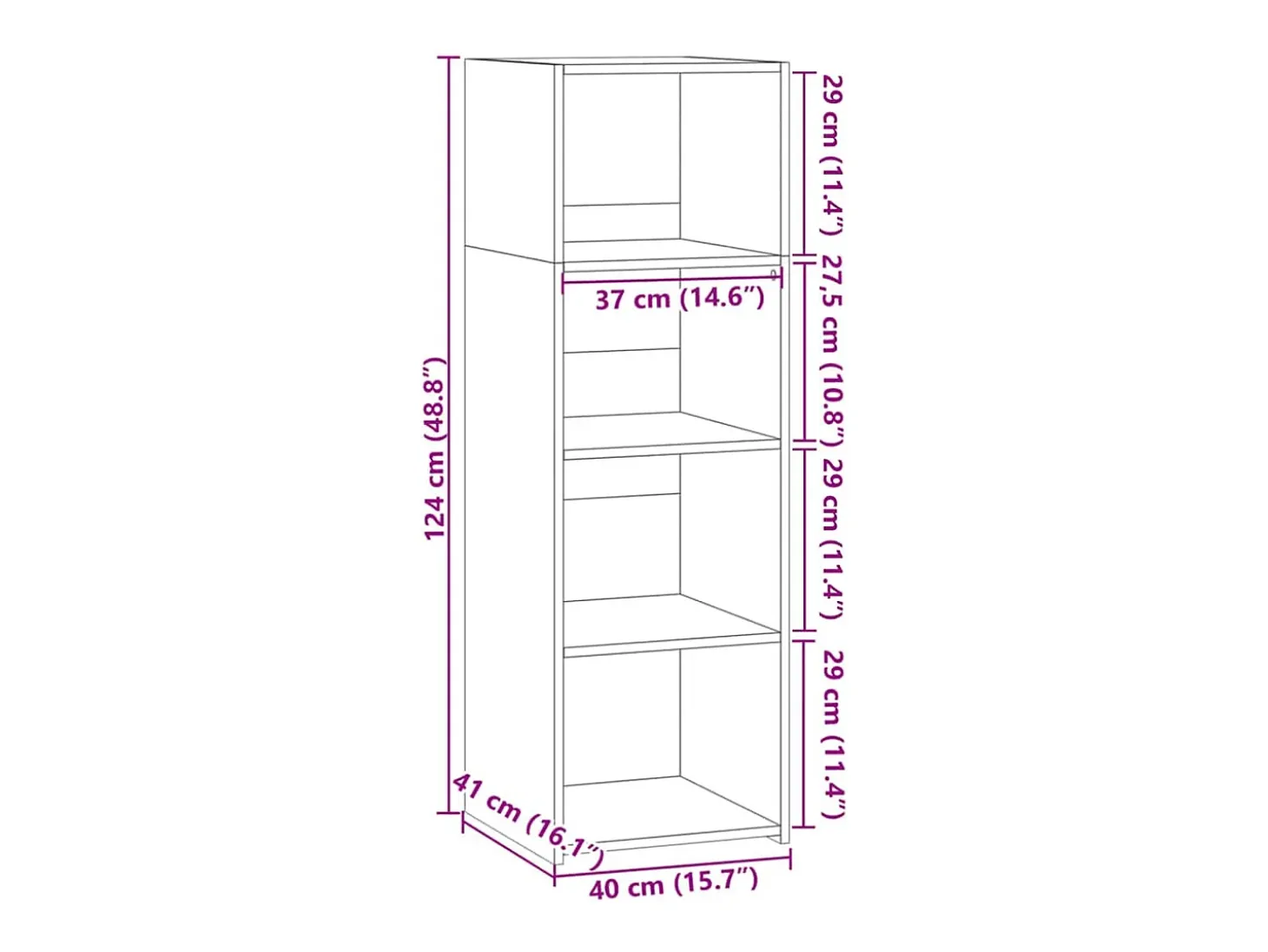 Aparador negro 40x41x124 cm madera contrachapada