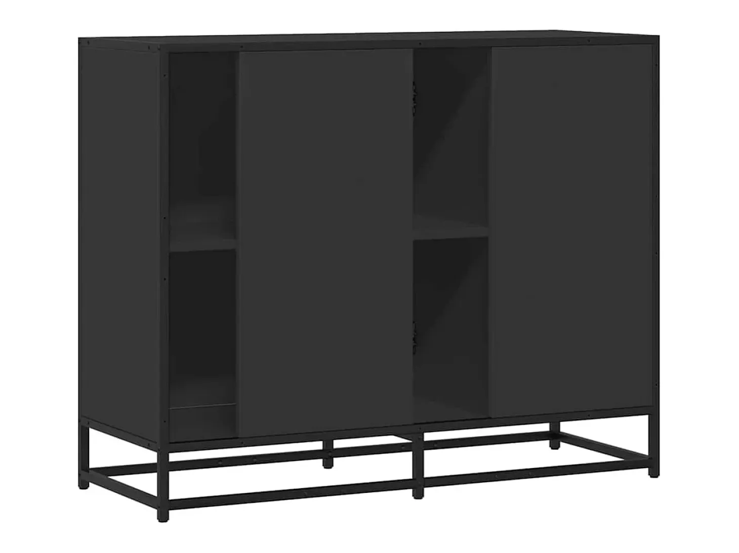 Aparador negro 92x35x76 cm madera contrachapada