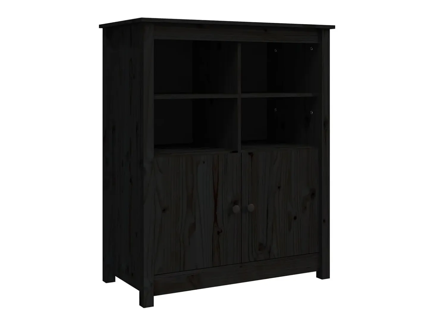 Aparador Negro 83x41,5x100 cm Madera Maciza de Pino
