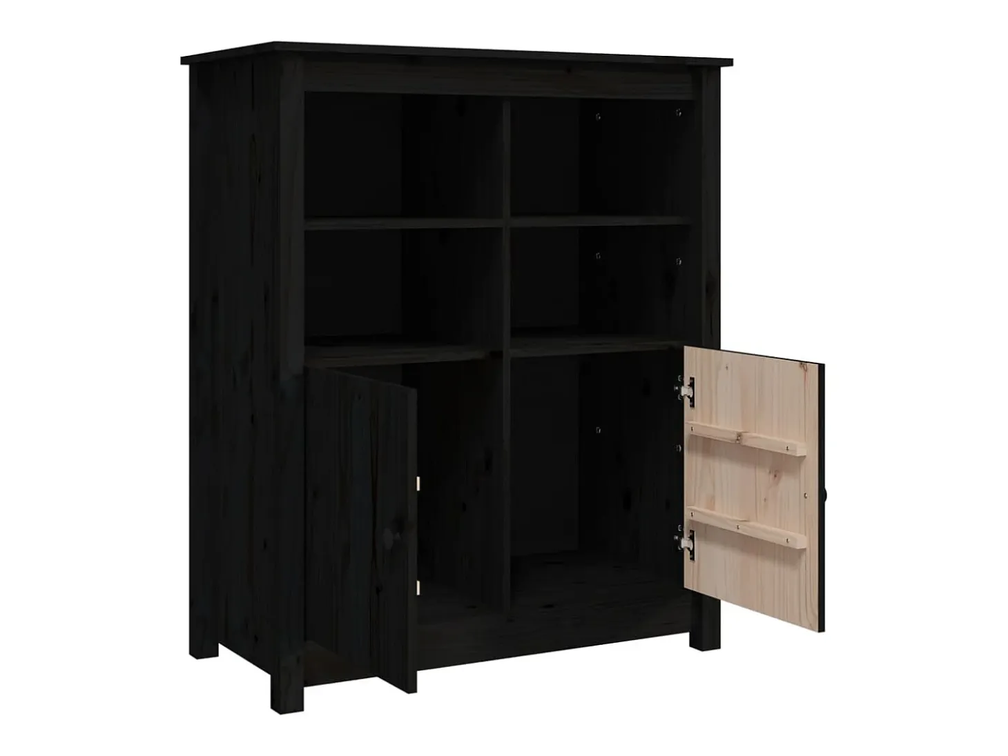 Aparador Negro 83x41,5x100 cm Madera Maciza de Pino