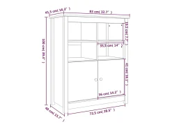 Aparador Negro 83x41,5x100 cm Madera Maciza de Pino