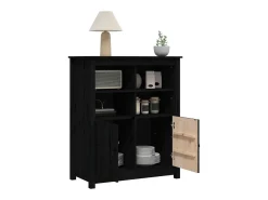 Aparador Negro 83x41,5x100 cm Madera Maciza de Pino