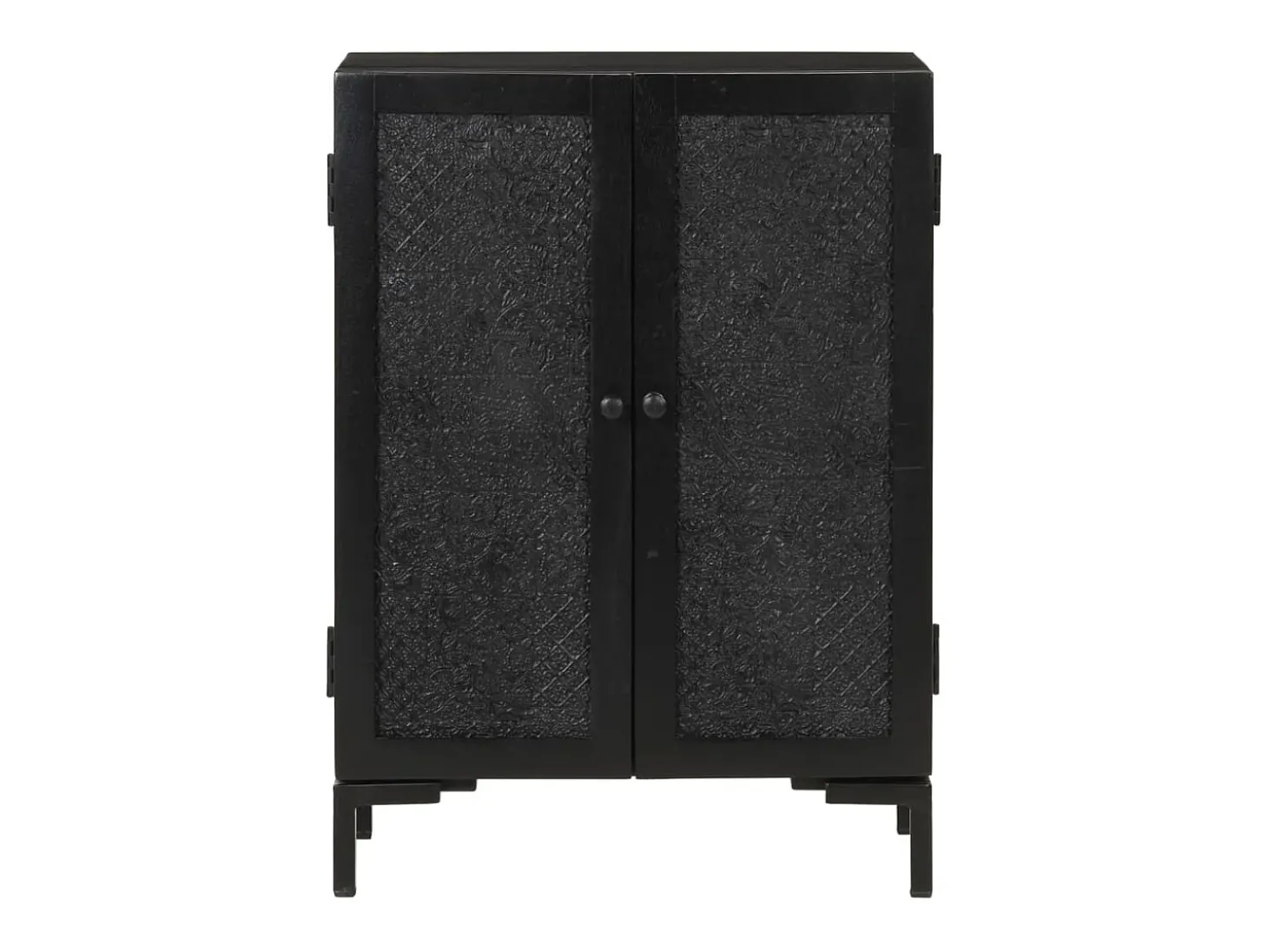 Aparador negro 55x30x77 cm madera maciza de mango y hierro