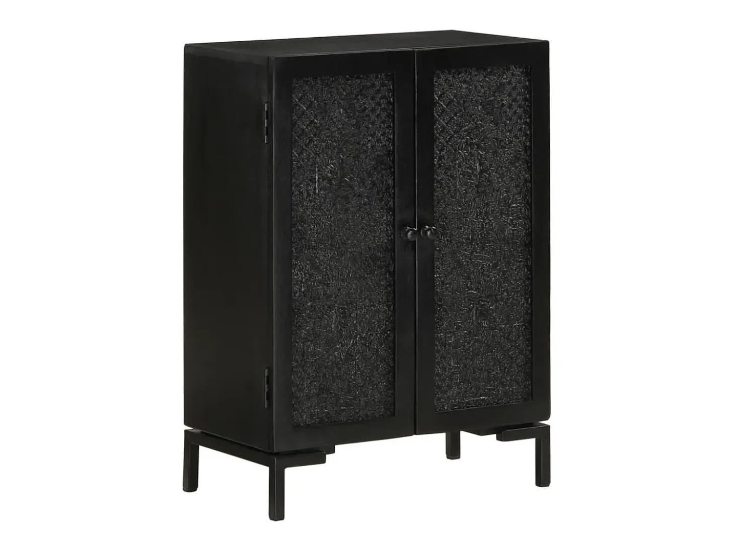 Aparador negro 55x30x77 cm madera maciza de mango y hierro
