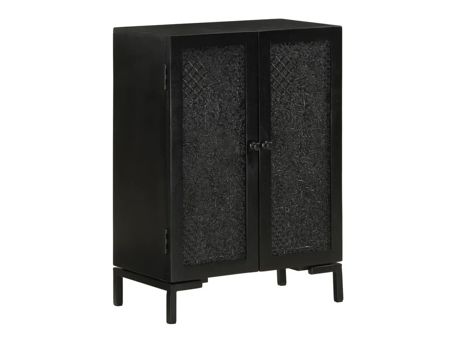 Aparador negro 55x30x77 cm madera maciza de mango y hierro