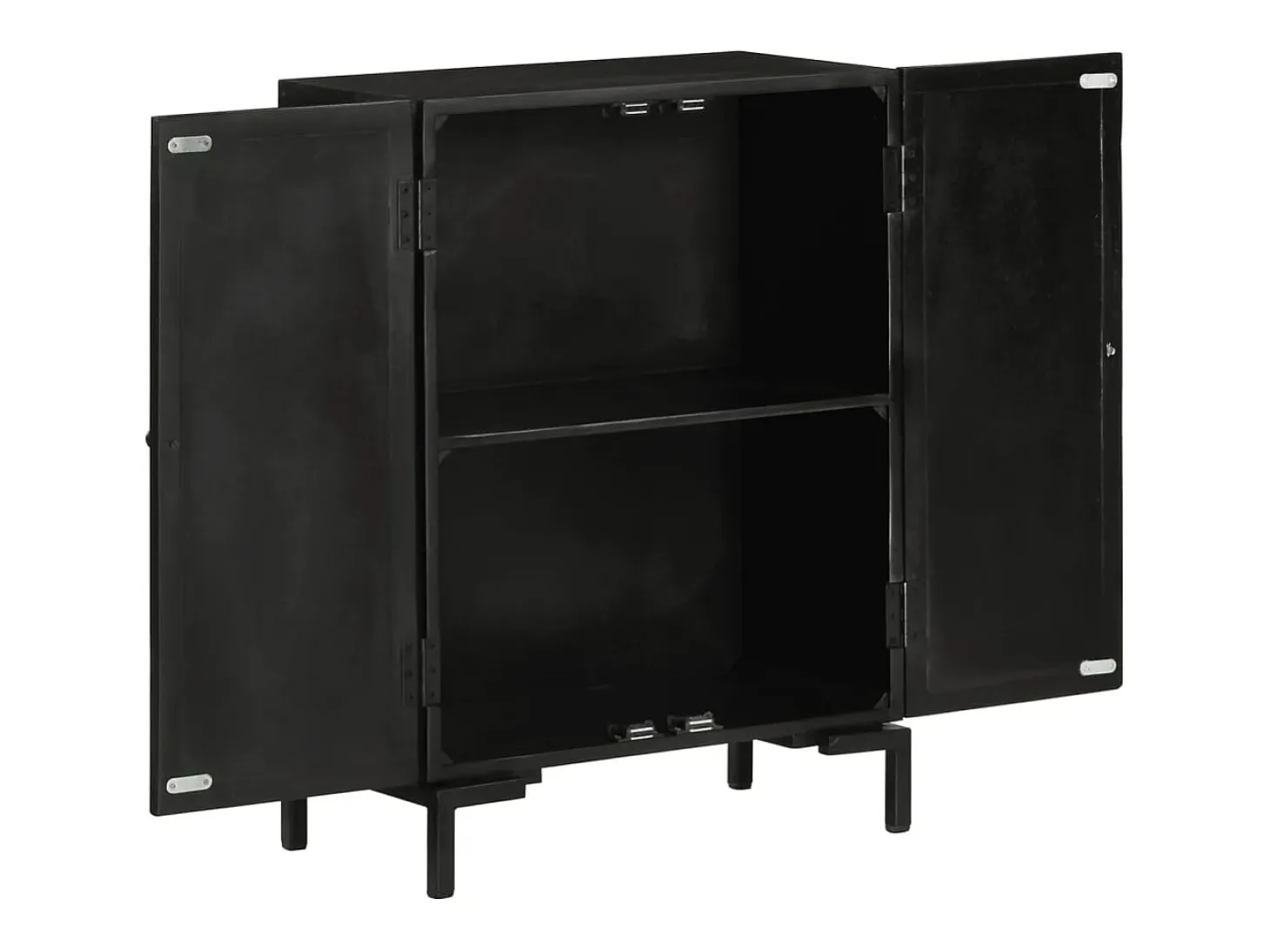 Aparador negro 55x30x77 cm madera maciza de mango y hierro
