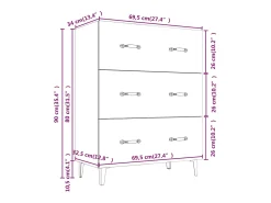 Aparador negro 69,5x34x90 cm madera de ingeniería