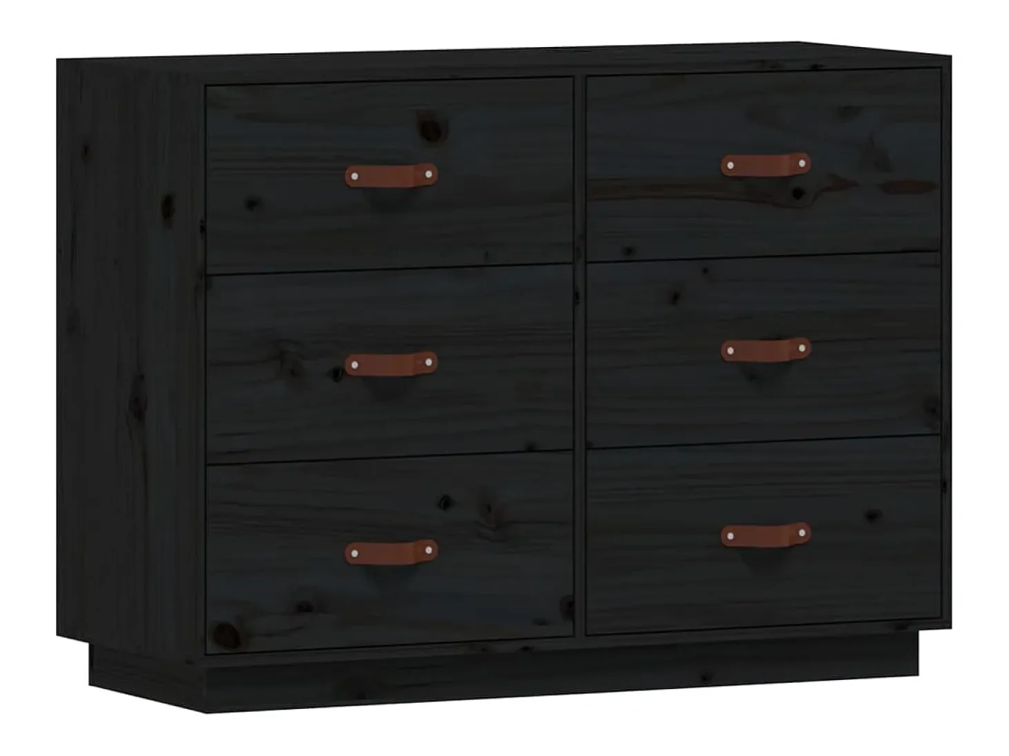 Aparador Negro 100x40x75 cm Madera Maciza de Pino