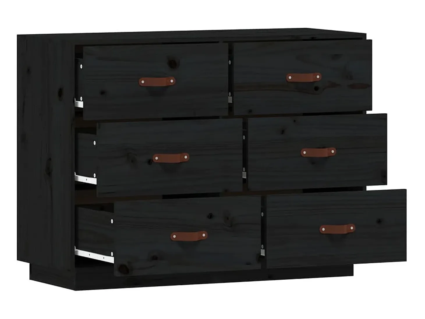 Aparador Negro 100x40x75 cm Madera Maciza de Pino
