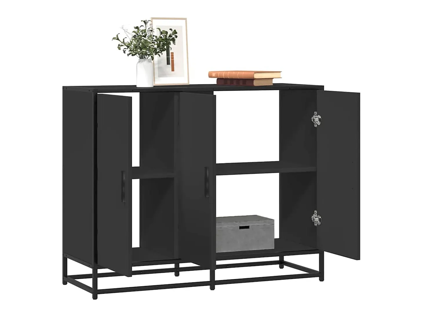 Aparador negro 94x35x76 cm madera contrachapada