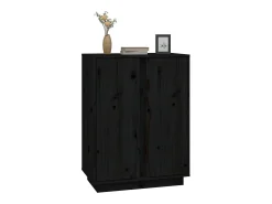 Aparador Negro 60x35x80 cm Madera Maciza de Pino