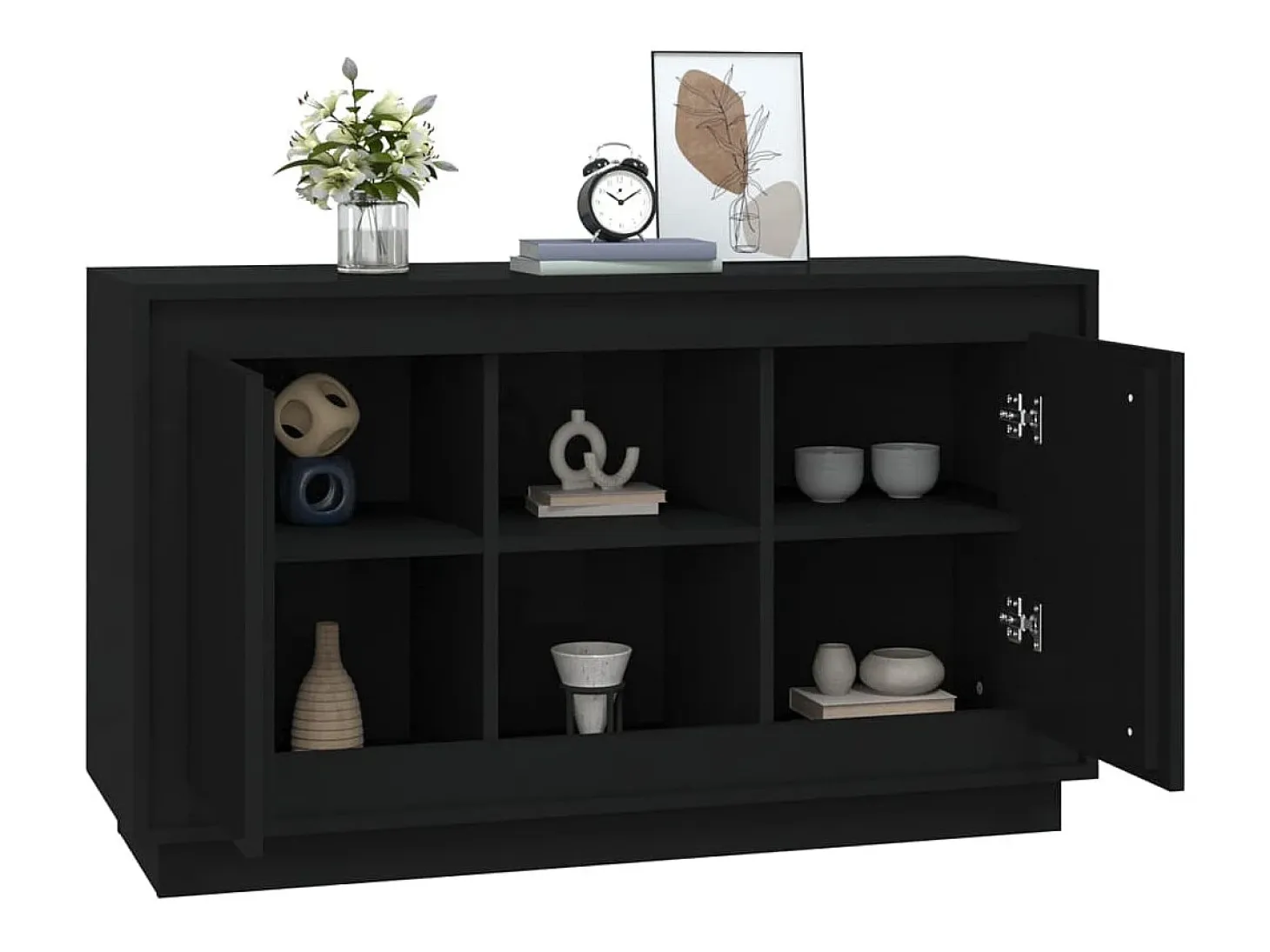 Aparador negro 102x35x60 cm madera de ingeniería