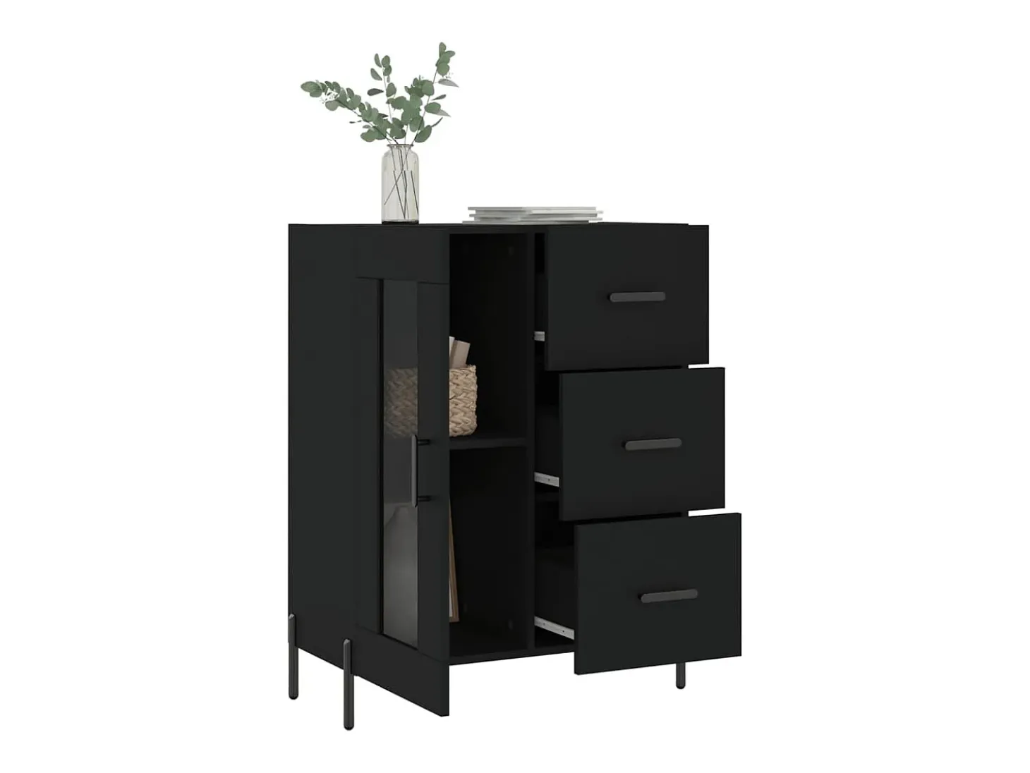 Aparador negro 69,5x34x90 cm madera de ingeniería