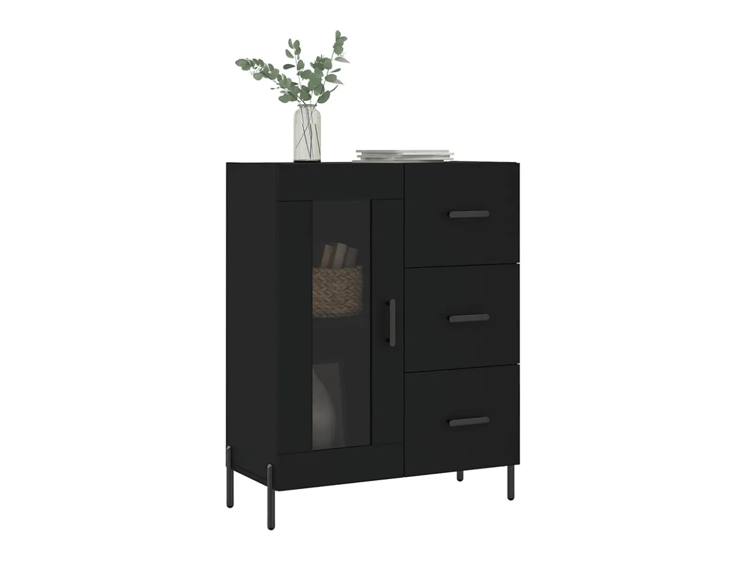 Aparador negro 69,5x34x90 cm madera de ingeniería