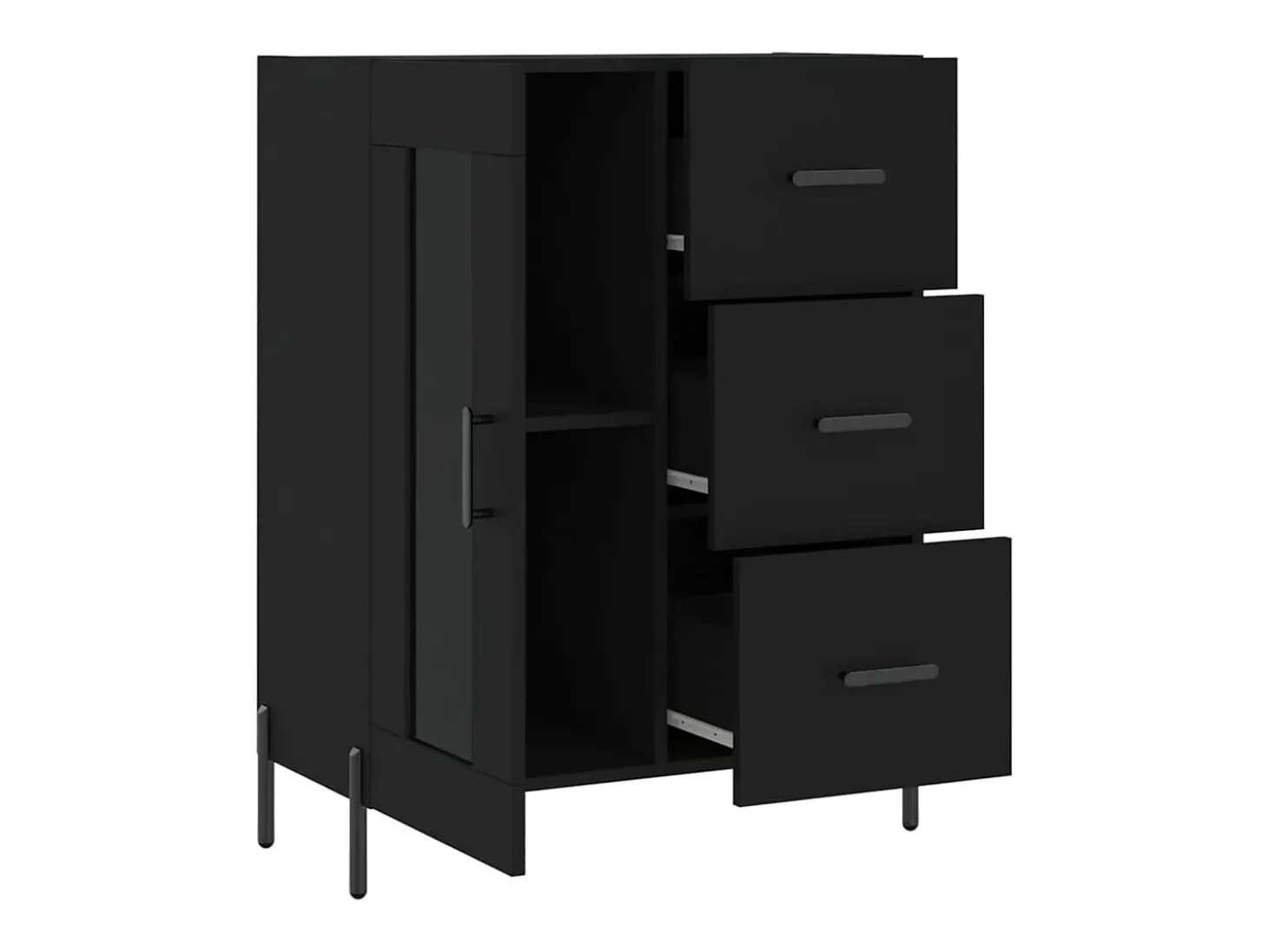 Aparador negro 69,5x34x90 cm madera de ingeniería