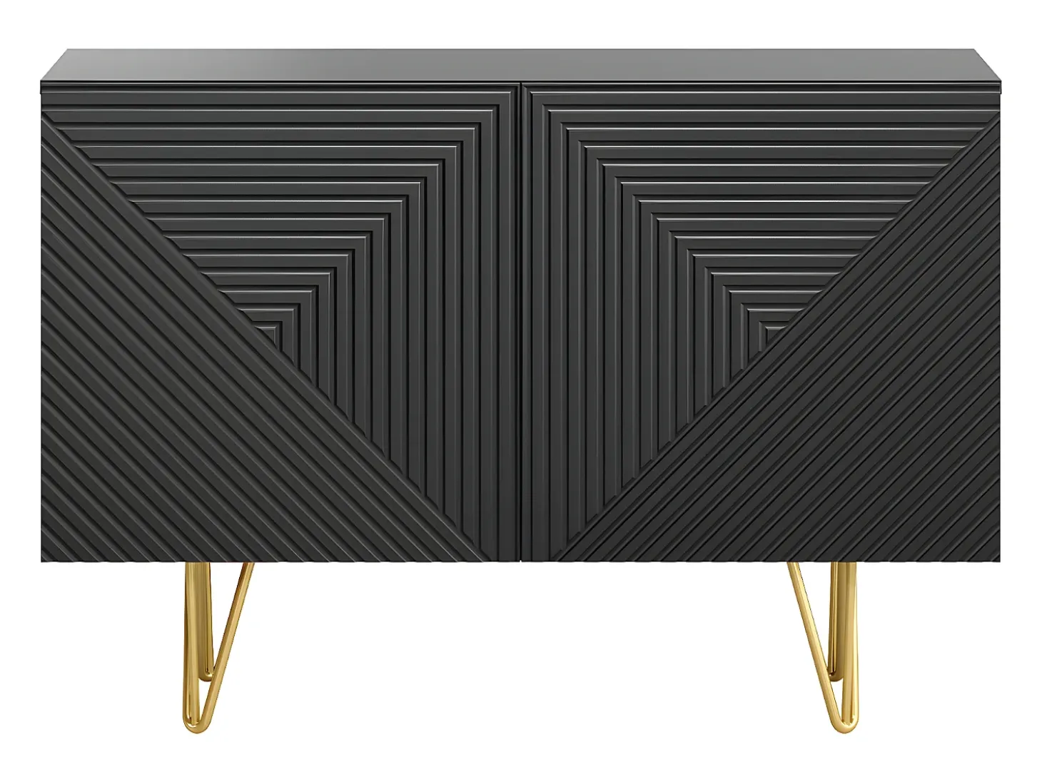 Aparador negro y metal dorado 2 puertas 107 cm OZEN