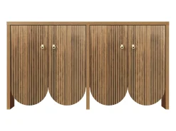 Aparador nogal 147×40×80 cm con 4 puertas, divisiones regulables Retro y elegante Almacenaje multifuncional
