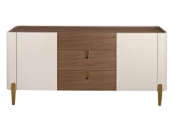 Aparador nogal, beige, acero pulido dorado y tapa de nogal 3274 ANGEL CERDA
