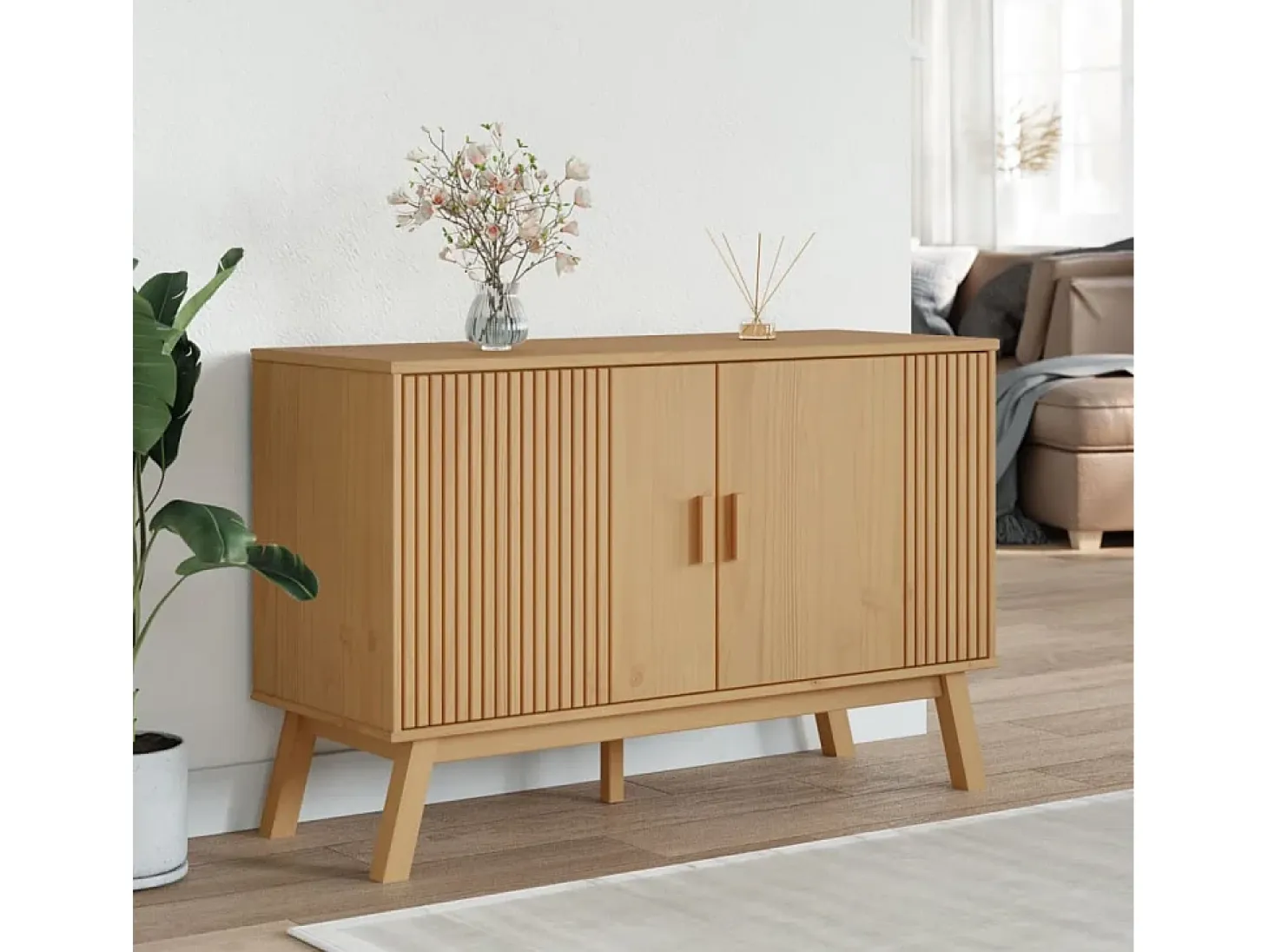 Aparador OLDEN marrón 114x43x73,5 cm madera maciza de pino