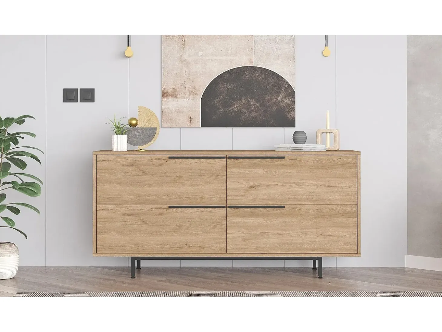 Aparador On3-S color nogal 160x44.5x74.3 cm